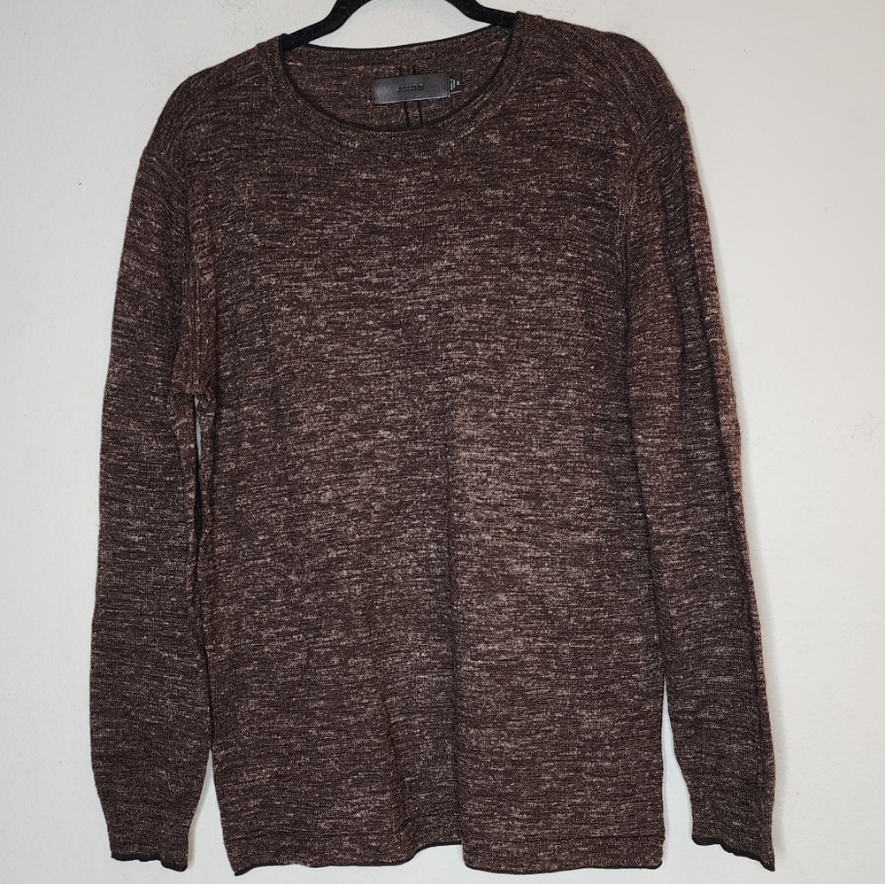 J Brand Wool Linen Brown Crewneck Sweater‎ Mens Size Large